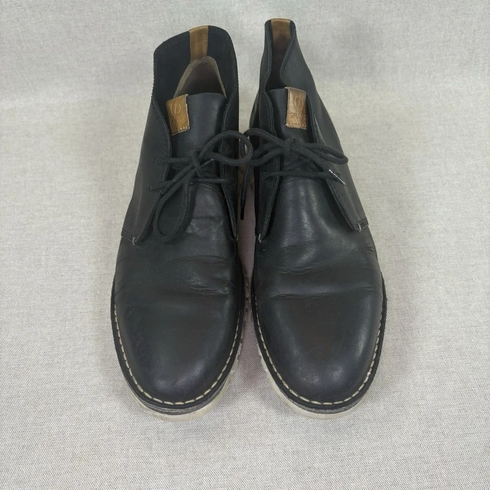 Cole Haan ZEROgrand Chukka Boots Mens 9.5 Black Leather Comfort Preppy Workwear